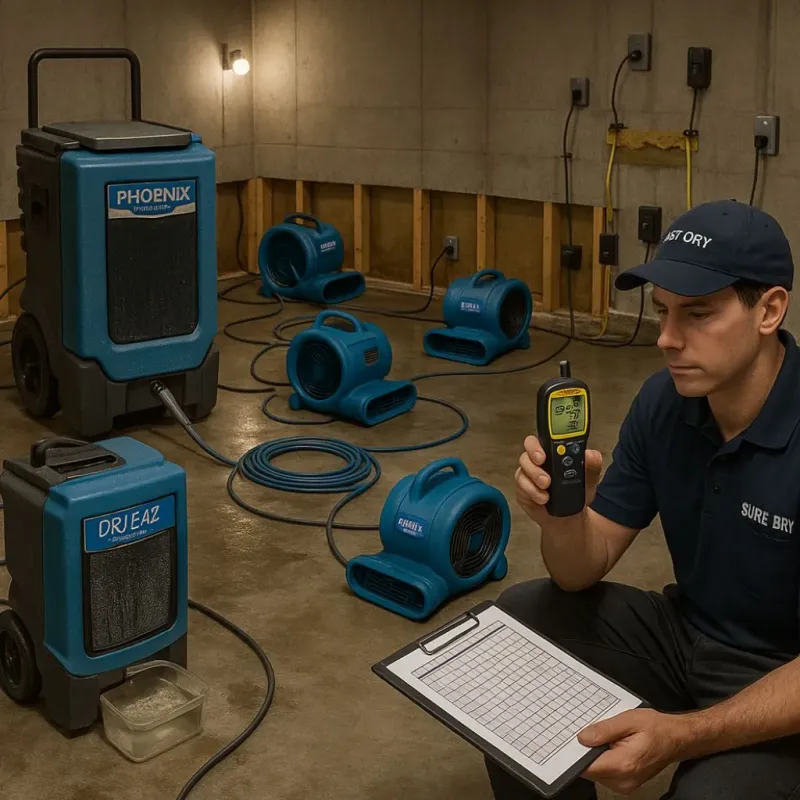 Structural Drying and Dehumidification process in Kinder, LA